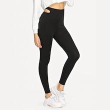 Romwe Cut Out Waist Skinny Leggings