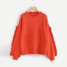 Romwe Frill Embellished Lantern Sleeve Sweater
