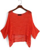 Romwe Dip Hem Hollow Knit Sweater