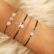 Romwe Shell & Heart Bracelet Set 5pcs