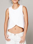 Romwe Wraped Crop White Tank Top