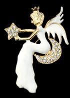 Romwe White Angel Diamond  Gold Brooches