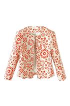 Romwe Floral Print Buttonless Casual Coat