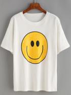 Romwe Smiley Face Print T-shirt