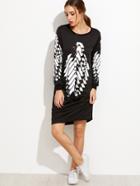 Romwe Black Printed Sweatshirt Dress