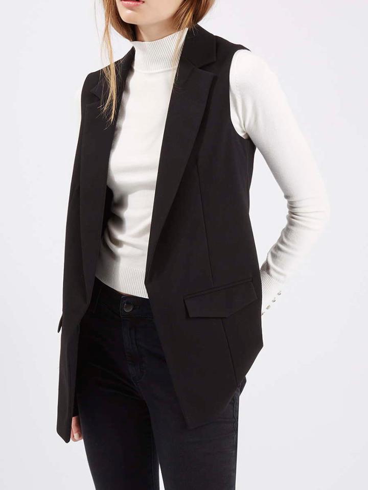 Romwe Notch Lapel Slim Vest