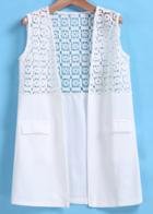 Romwe With Pockets Lace Insert Coat