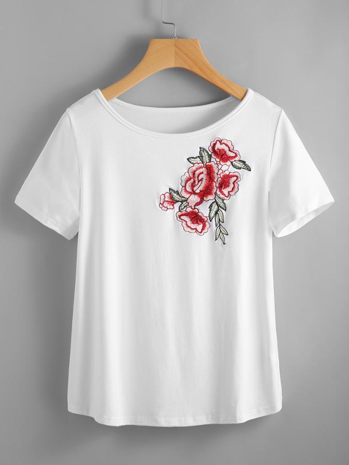 Romwe Embroidered Tee