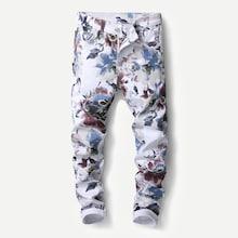 Romwe Men 3d Floral Print Jeans