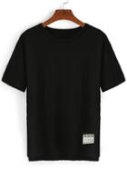 Romwe Dip Hem Patch T-shirt