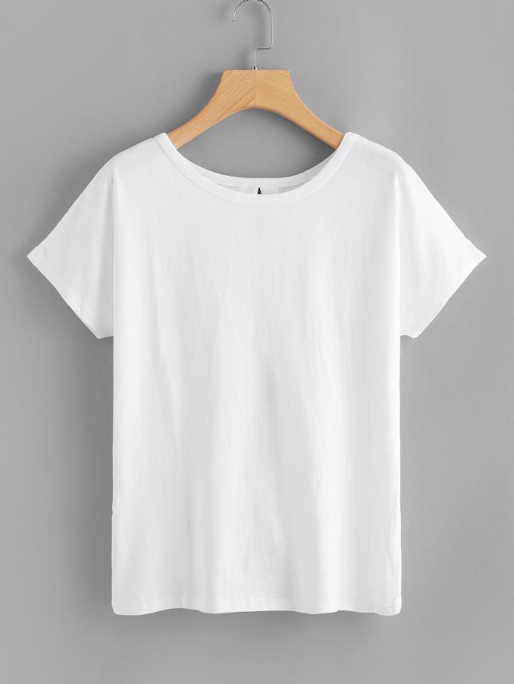 Romwe Split Knot Back Tee