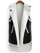 Romwe Lapel Pockets High Low Vest