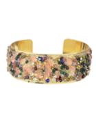 Romwe New Fashion Adjustable Colorful Stone Wide Cuff Bracelet