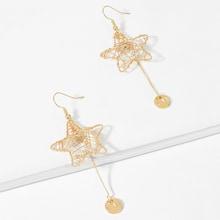 Romwe Hollow Star & Disc Drop Earrings