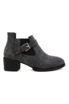 Romwe Pin Buckled Black Ankle Boots