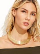 Romwe Gold Multi Layered Statement Choker Necklace