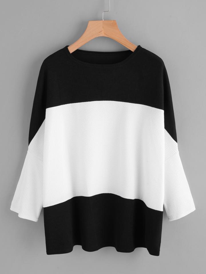 Romwe Color Block Dolman T-shirt