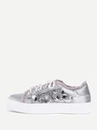 Romwe Raw Trim Lace Up Sneakers With Sequin