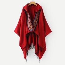Romwe Fringe Hem Hooded Cardigan