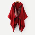 Romwe Fringe Hem Hooded Cardigan