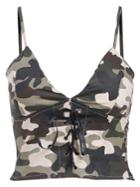 Romwe Spaghetti Strap Camouflage Lace Up Vest
