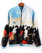 Romwe Cartoon Graffiti Print Jacket