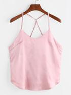 Romwe Pink Criss Cross Back Cami Top