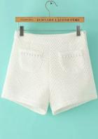 Romwe Side Zipper With Pockets White Shorts
