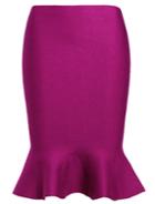 Romwe Flouncing Bodycon Knit Purple Skirt
