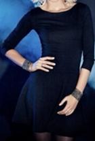 Romwe Round Neck Ruffle Slim Black Dress