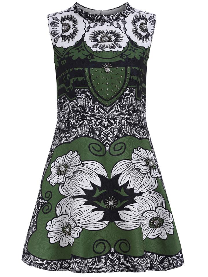 Romwe With Diamond Flower Print A-line Dress