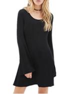 Romwe Bell Sleeve A-line Black Dress