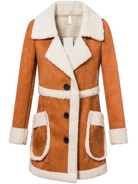 Romwe Women Lapel Buttons Long Coat With Pockets