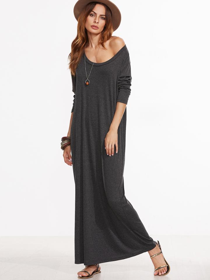 Romwe Scoop Neck Full Length Dress