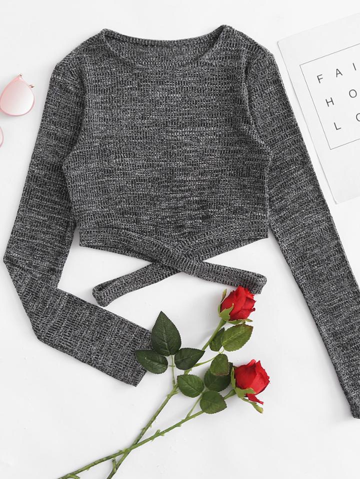 Romwe Cut Out Waist Marley Knit Tee