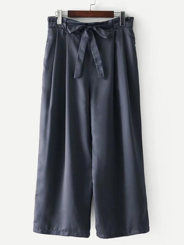 Romwe Self Tie Satin Pants