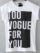 Romwe Letter Print Color Block White Shirt