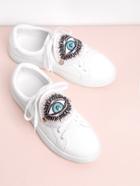 Romwe Eye Embroidery Lace Up Low Top Sneakers