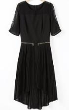 Romwe With Zipper High Low Black Dress