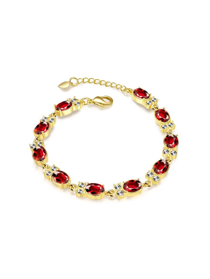 Romwe Contrast Chain Bracelet With Crystal