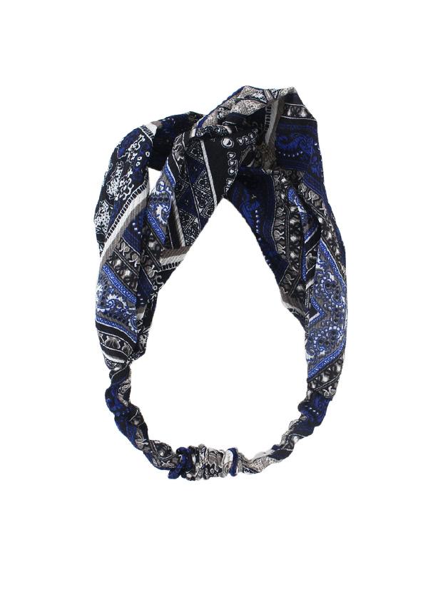 Romwe Blue-black Elastic Colorful Polyester Geometric Print Headbands