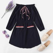 Romwe Elastic Cup Pocket Front Knot Front Dress