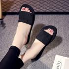 Romwe Ribbed Detail Open Toe Slippers