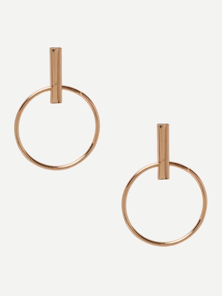 Romwe Golden Retro Alloy Geometric Earrings