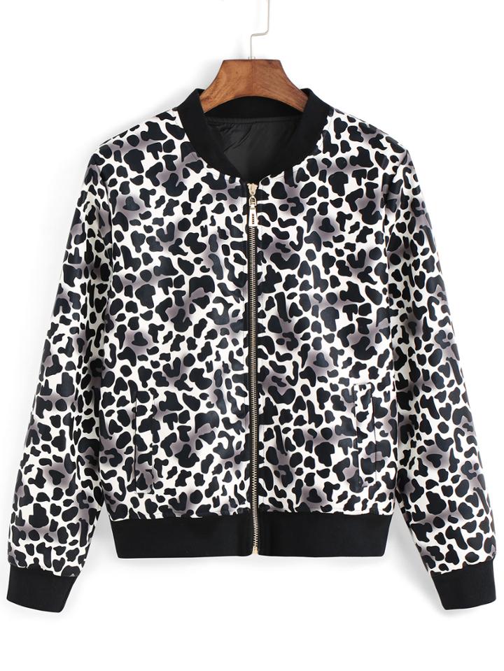 Romwe Leopard Print Crop Jacket