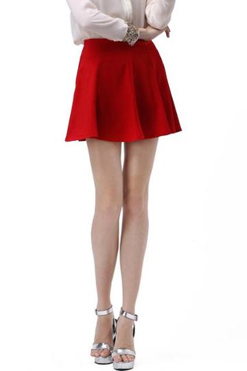 Romwe Retro Ruffle Red Skirt
