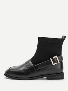 Romwe Solid Buckle Boots