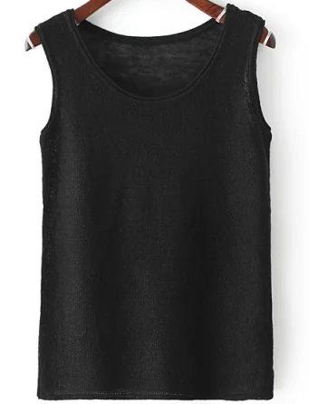 Romwe Round Neck Slim Black Vest