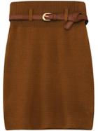 Romwe High Waist Belt Bodycon Khaki Skirt
