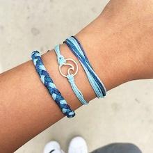 Romwe Circle Detail Woven Bracelet 3pcs